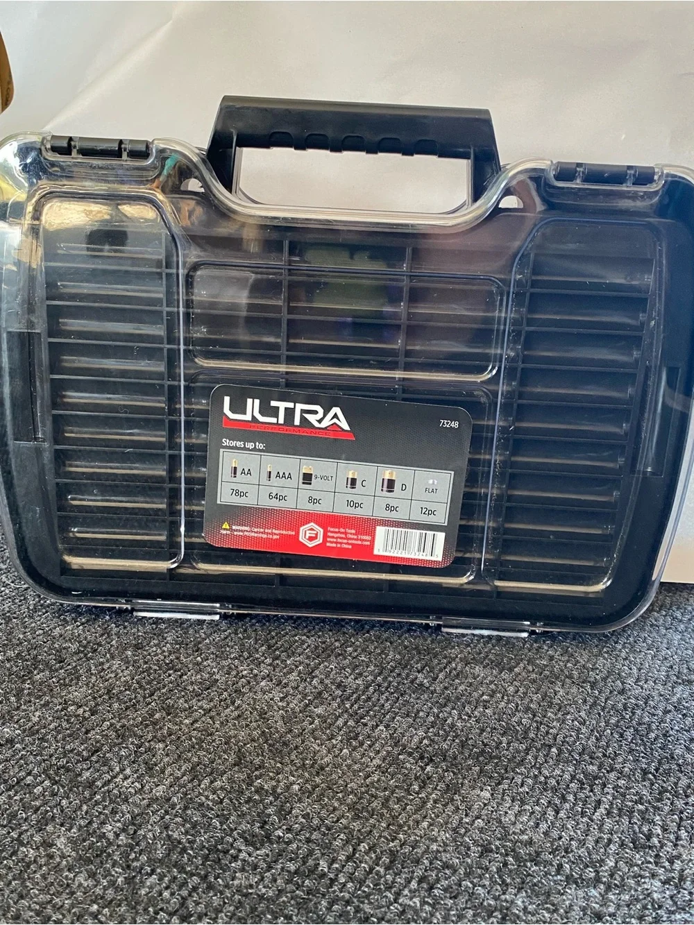 Black Battery Organizer Storage Case with Tester